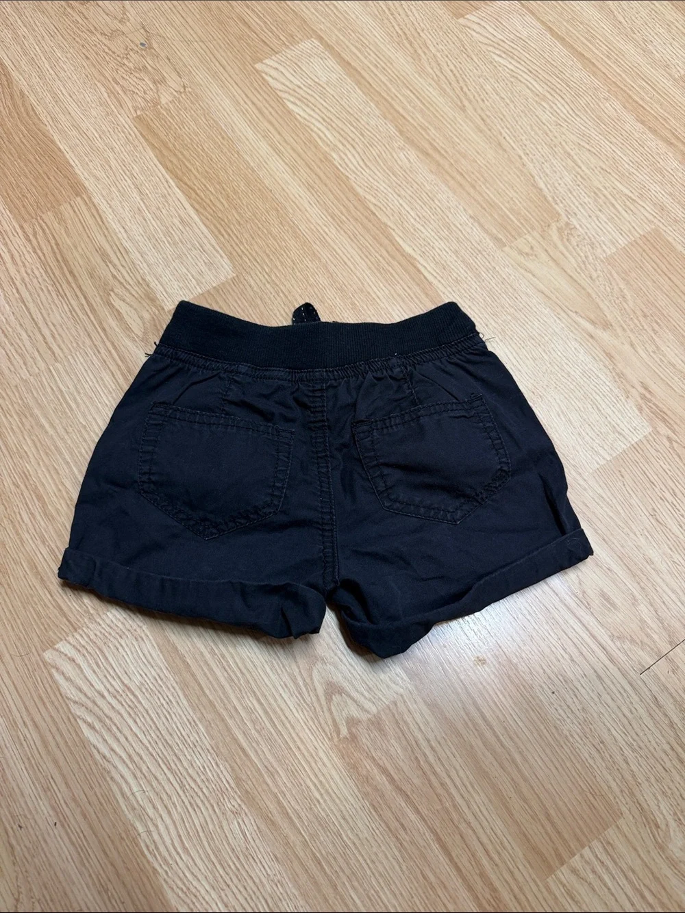 Justice Girls 8S Black Cargo Utility Shorts Zip Pockets Drawstring Cuffed Hem
